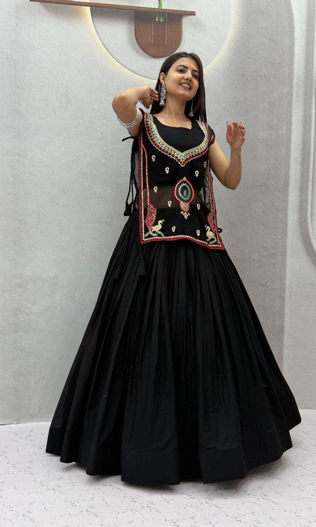 Eshwari Pure Khadi Cotton Embroidery Shrug Lehenga Choli