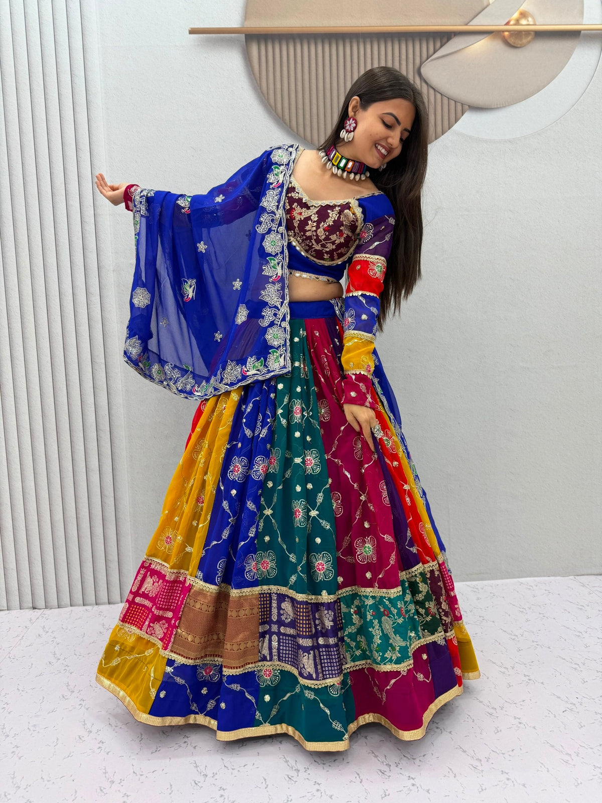 Kiara Fox Georgette Mirror Work Lehenga Choli