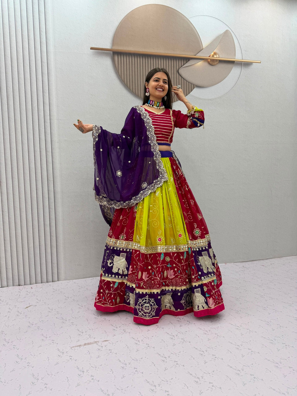 Ruhanika Fox Georgette Mirror Work Lehenga Choli