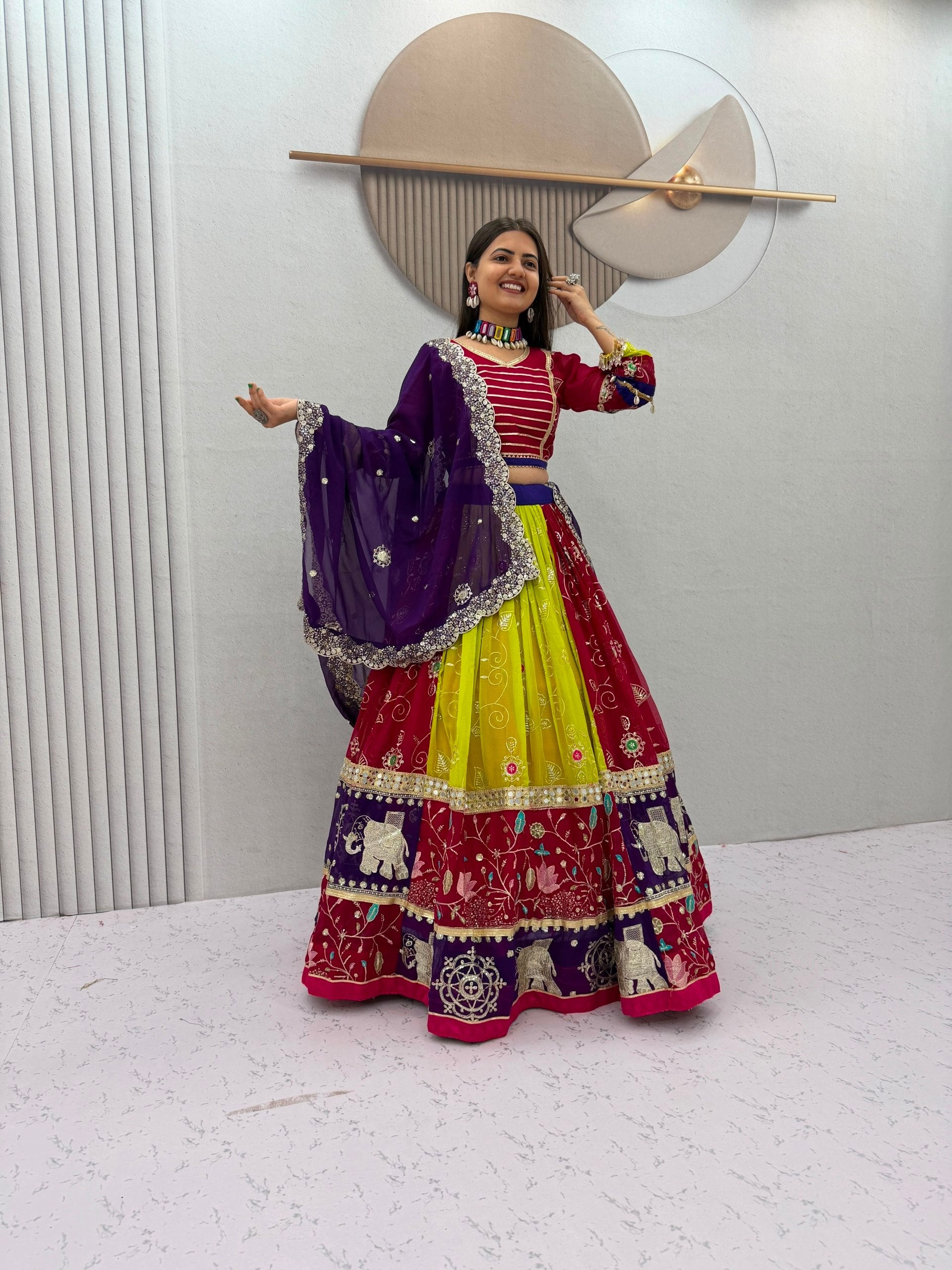 Ruhanika Fox Georgette Mirror Work Lehenga Choli