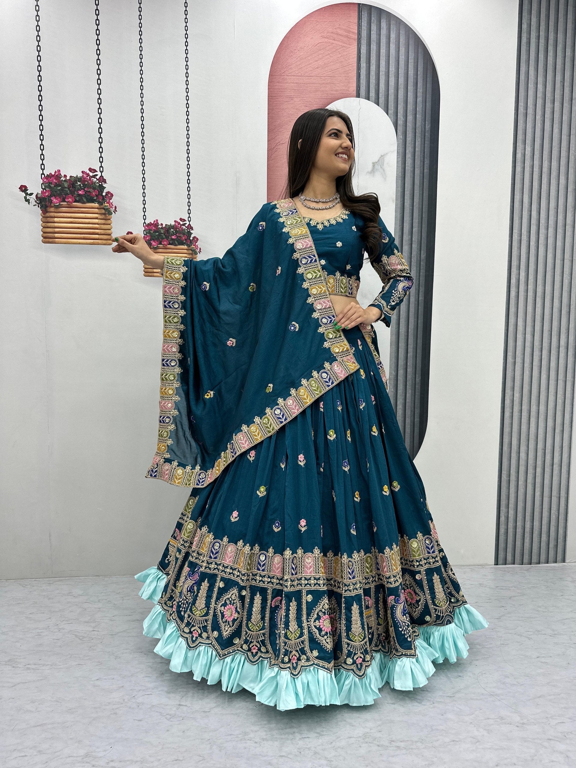 Aroshika Pure Vichitra Heavy Embroidery Lehenga Choli