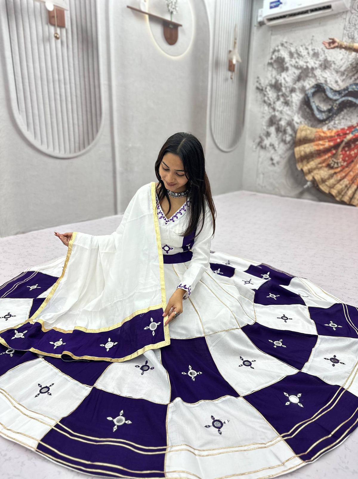 Ishani Pure Cotton Hand Mirror Lehenga Choli