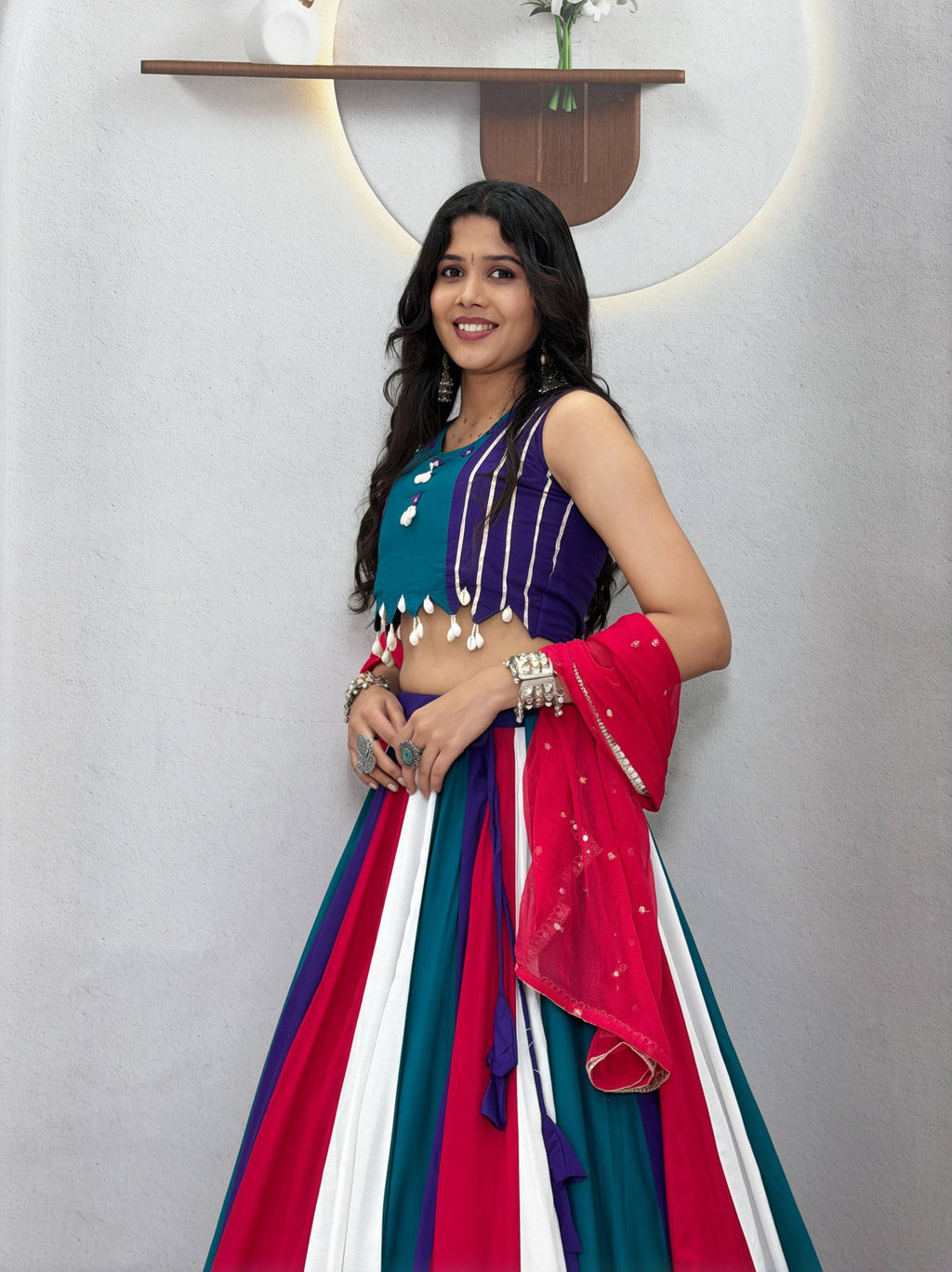 Aadhyani Pure Cotton Mirror Work Lehenga Choli