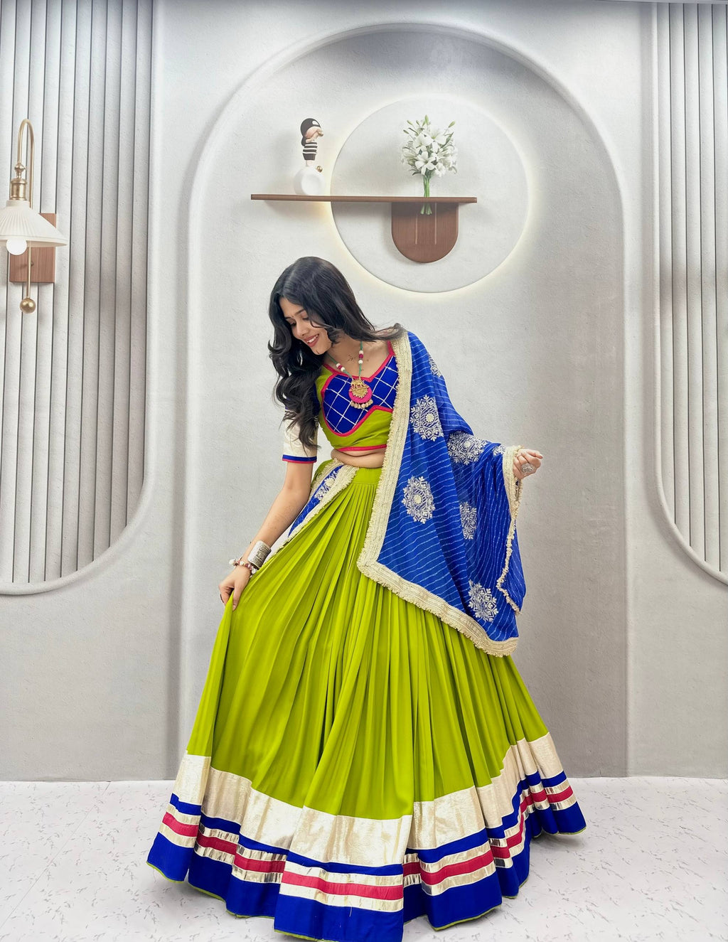 Harini Pure Cotton Heavy Ribbon Work Lehenga Choli
