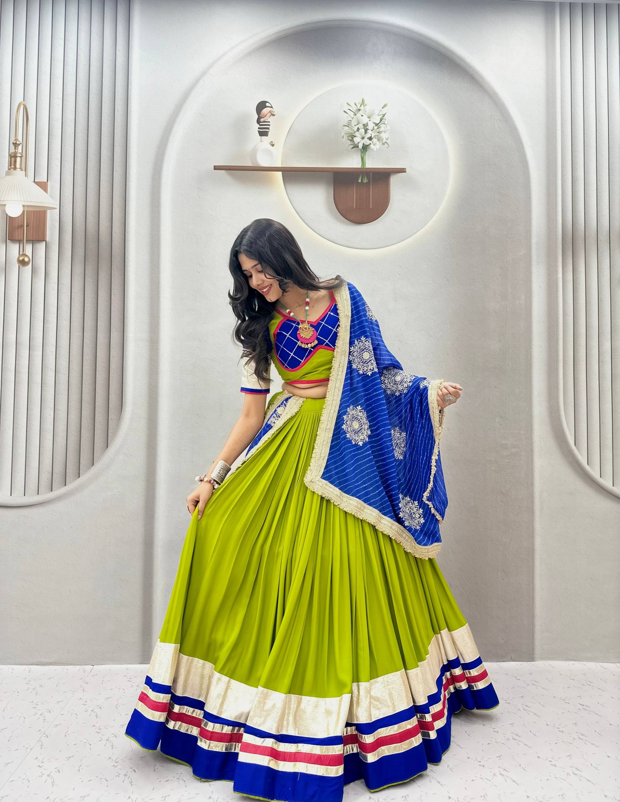 Harini Pure Cotton Heavy Ribbon Work Lehenga Choli