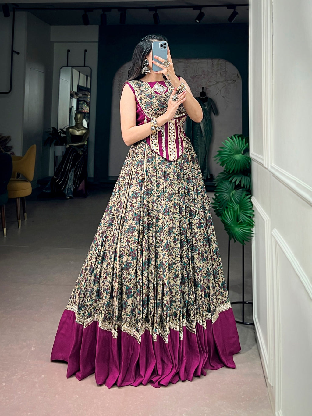 Siya Polyester Viscose Chanderi Lehenga