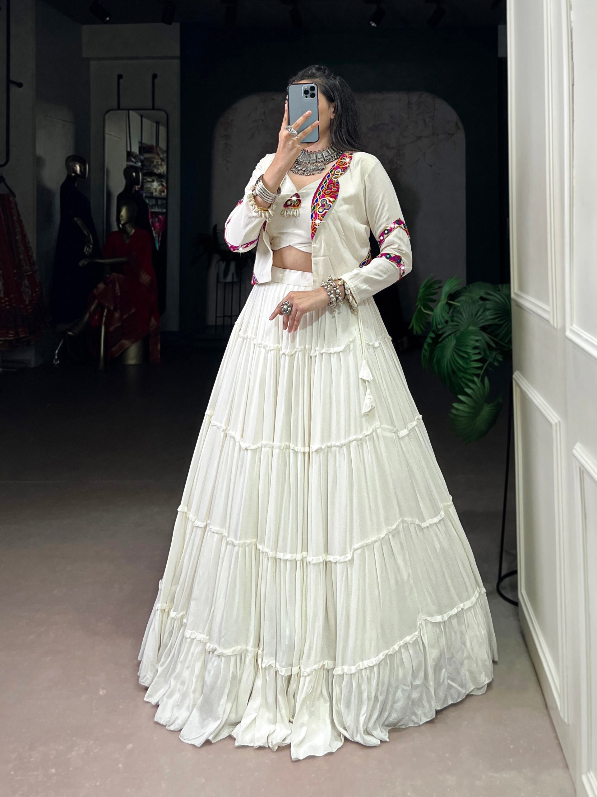 Saanvi Rayon Gamthi Mirror Lehenga Choli
