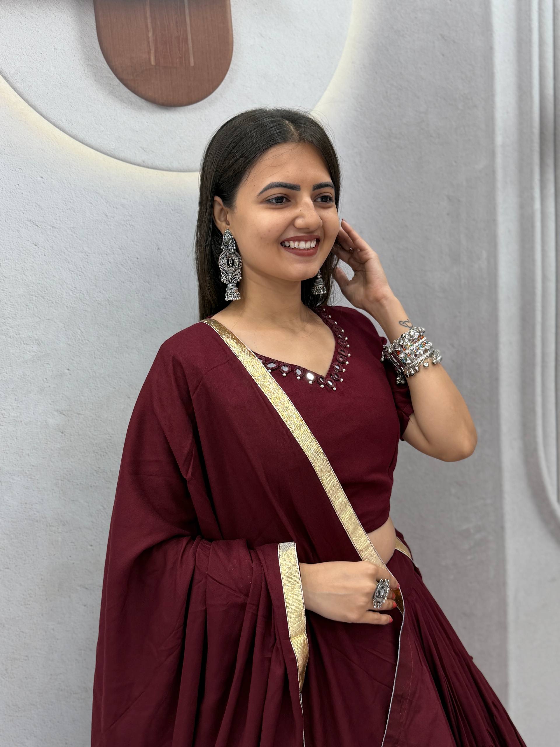 Niyara Rayon Cotton Mirror Work Lehenga Choli