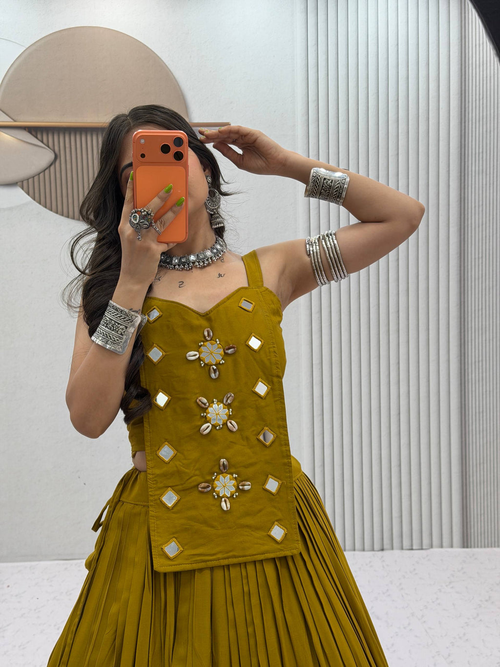 Sharvika Pure Cotton Kodi Mirror Lehenga Choli