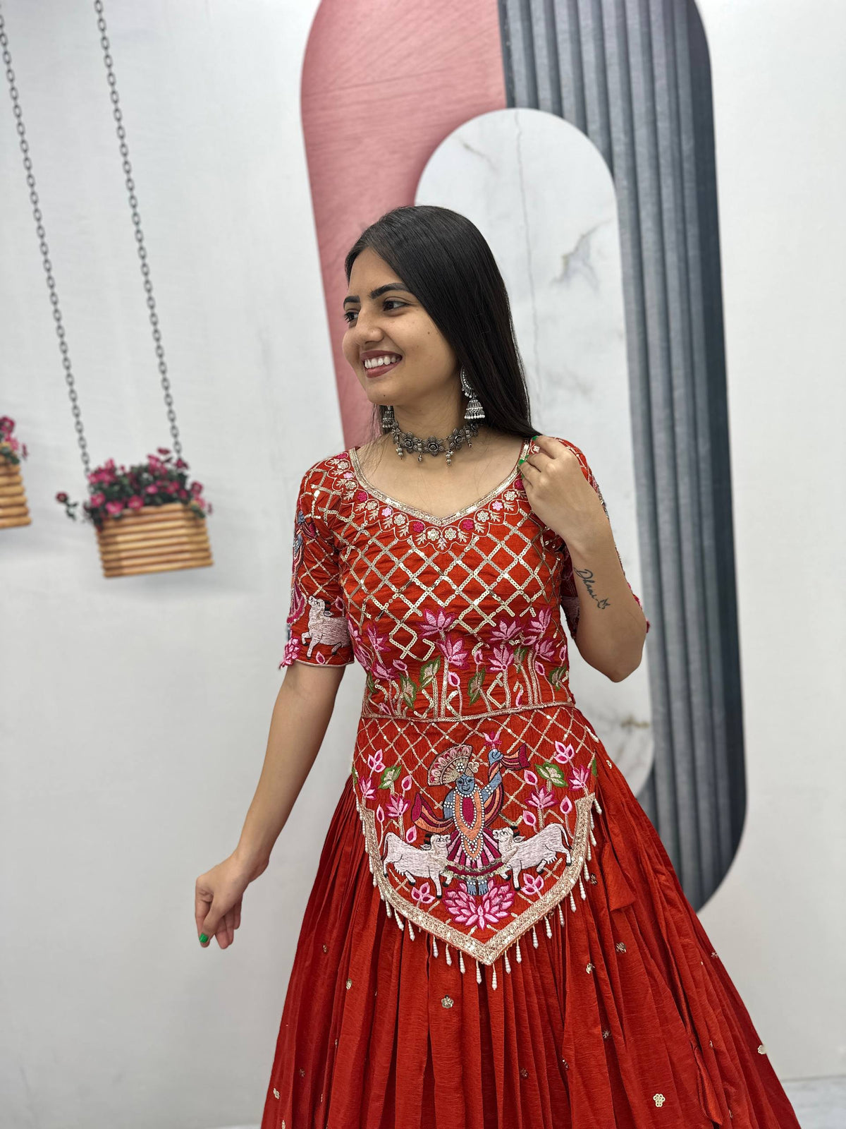 Aadhira Vichitra Silk Embroidery Sequin Lehenga Choli