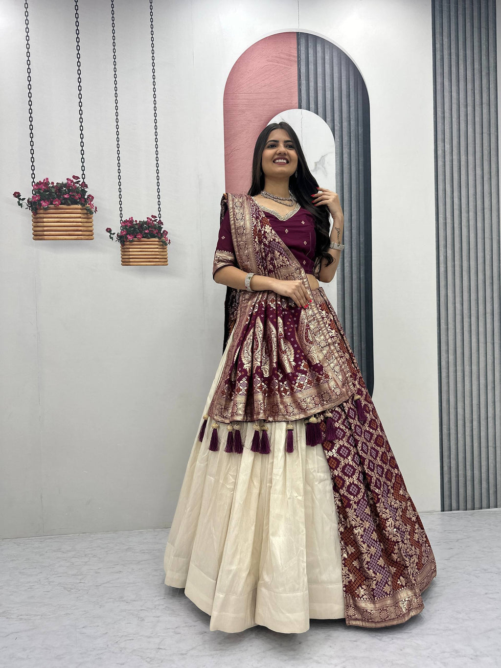 Anvisha Jacquard Saree Lehenga Choli