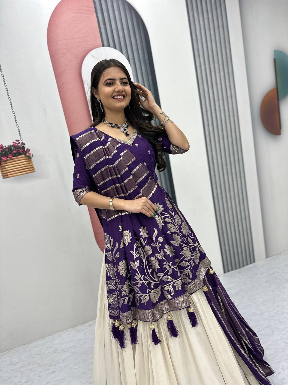 Anvisha Jacquard Saree Lehenga Choli