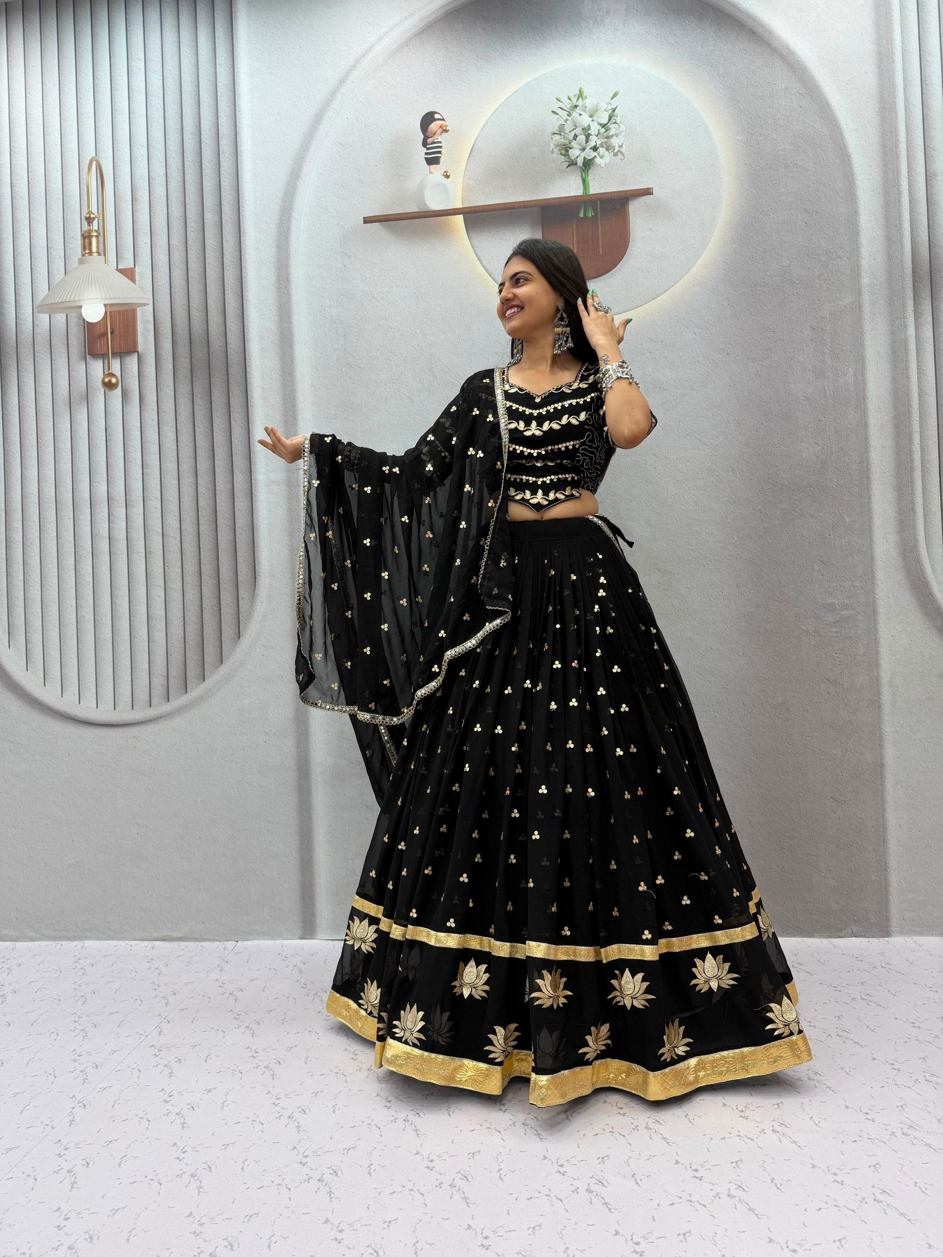Inzara Fox Georgette Embroidery Lehenga Choli