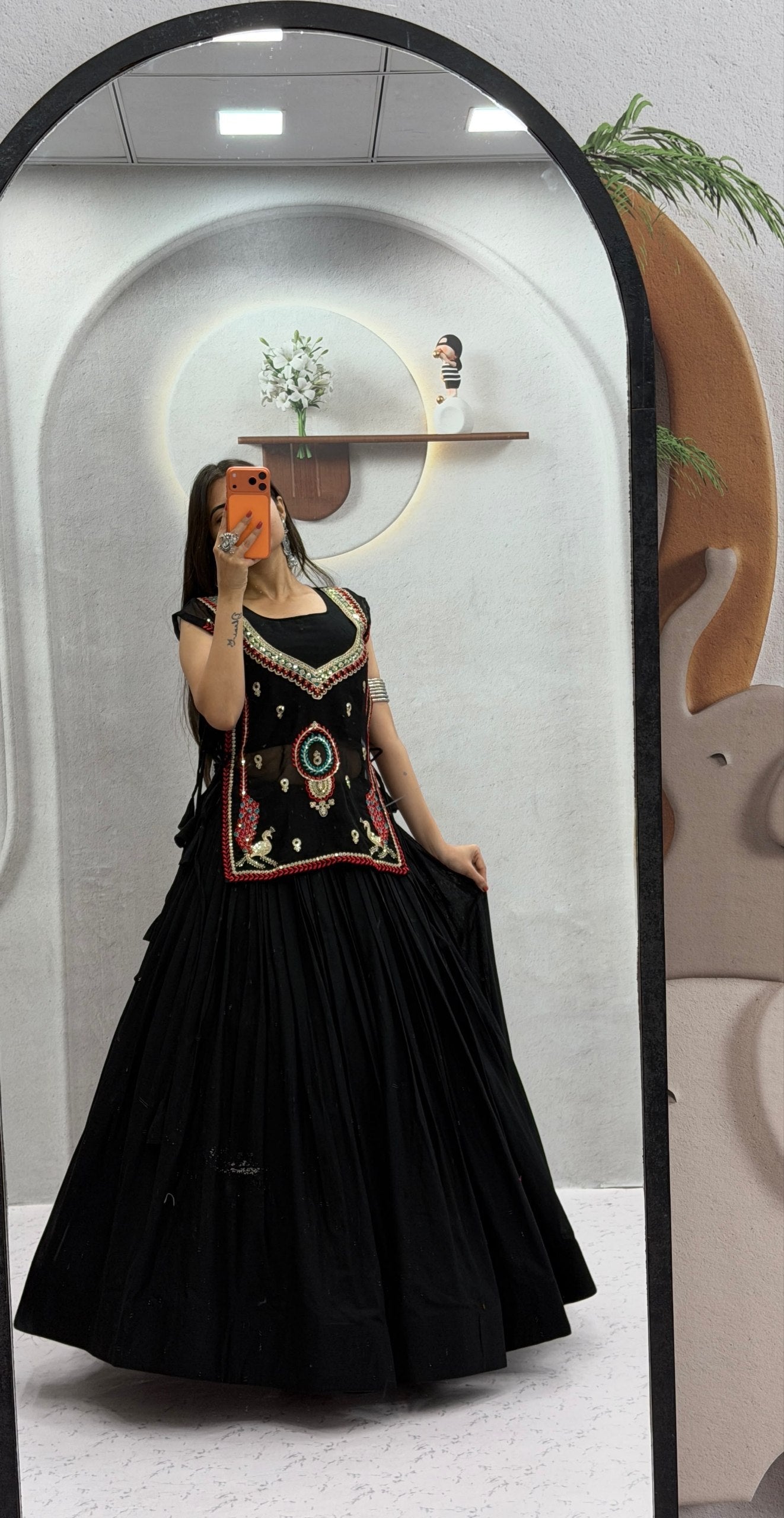 Eshwari Pure Khadi Cotton Embroidery Shrug Lehenga Choli