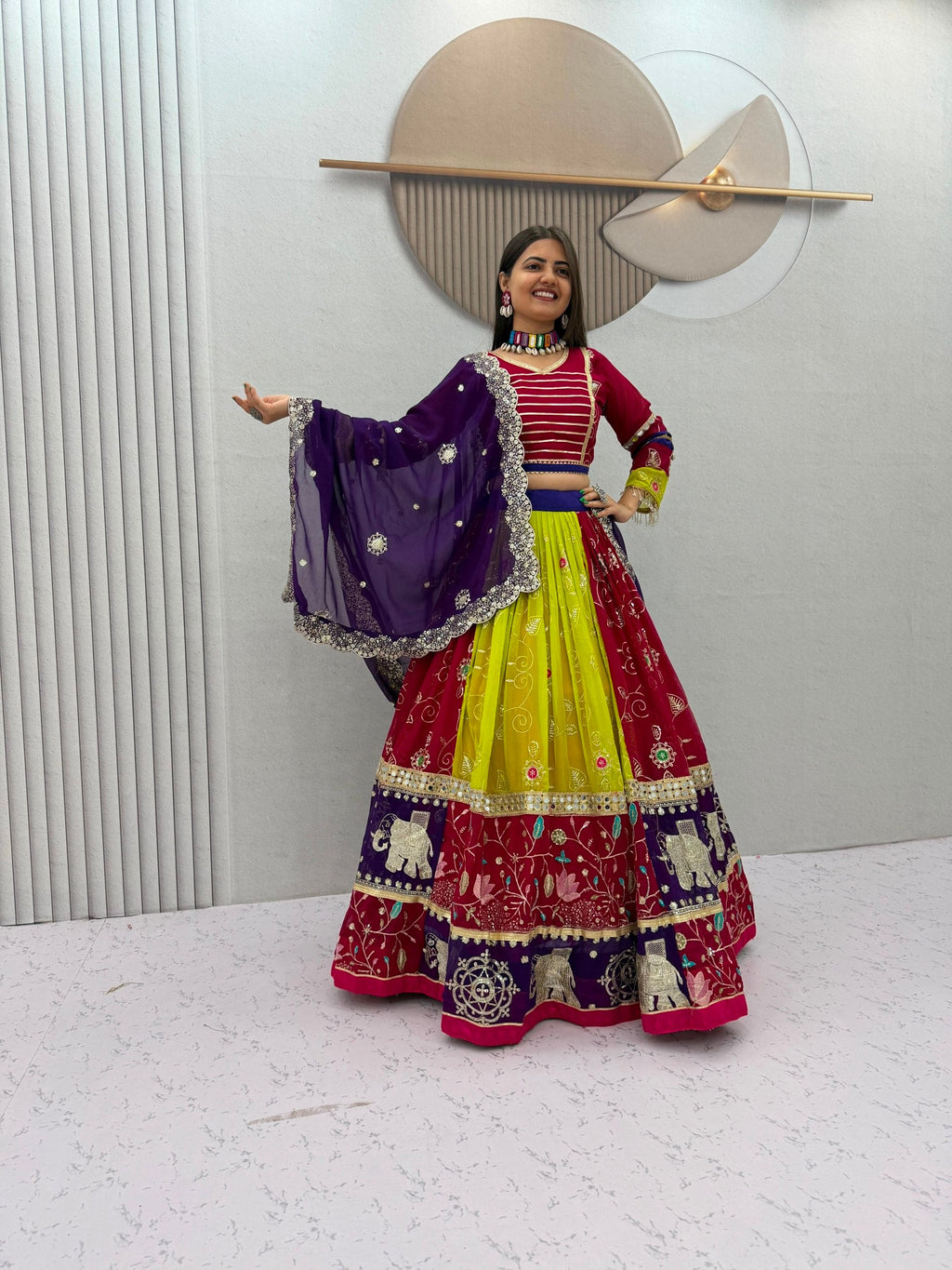 Ruhanika Fox Georgette Mirror Work Lehenga Choli