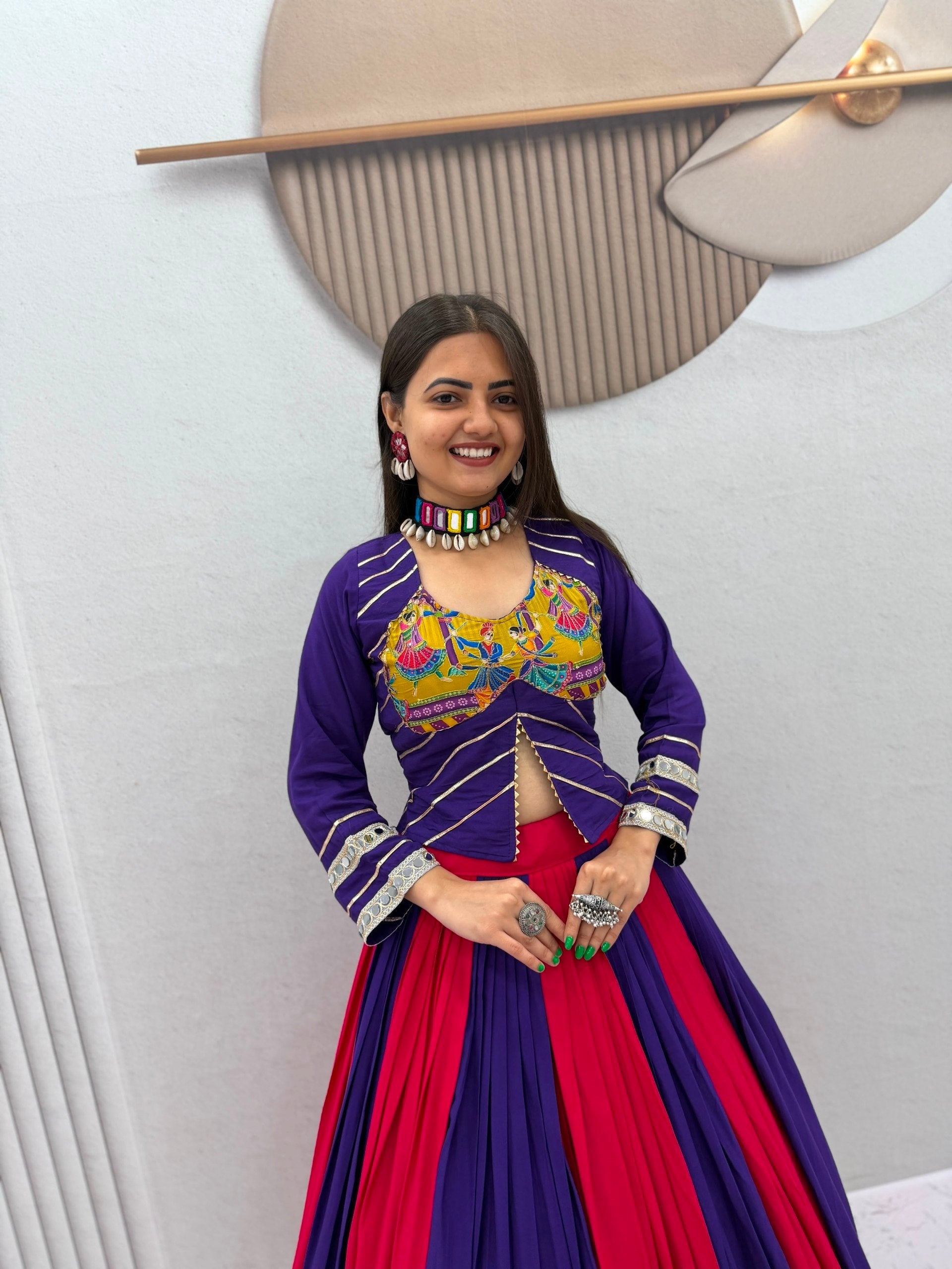 Samyukta Rion Cotton Mirror Work Lehenga Choli
