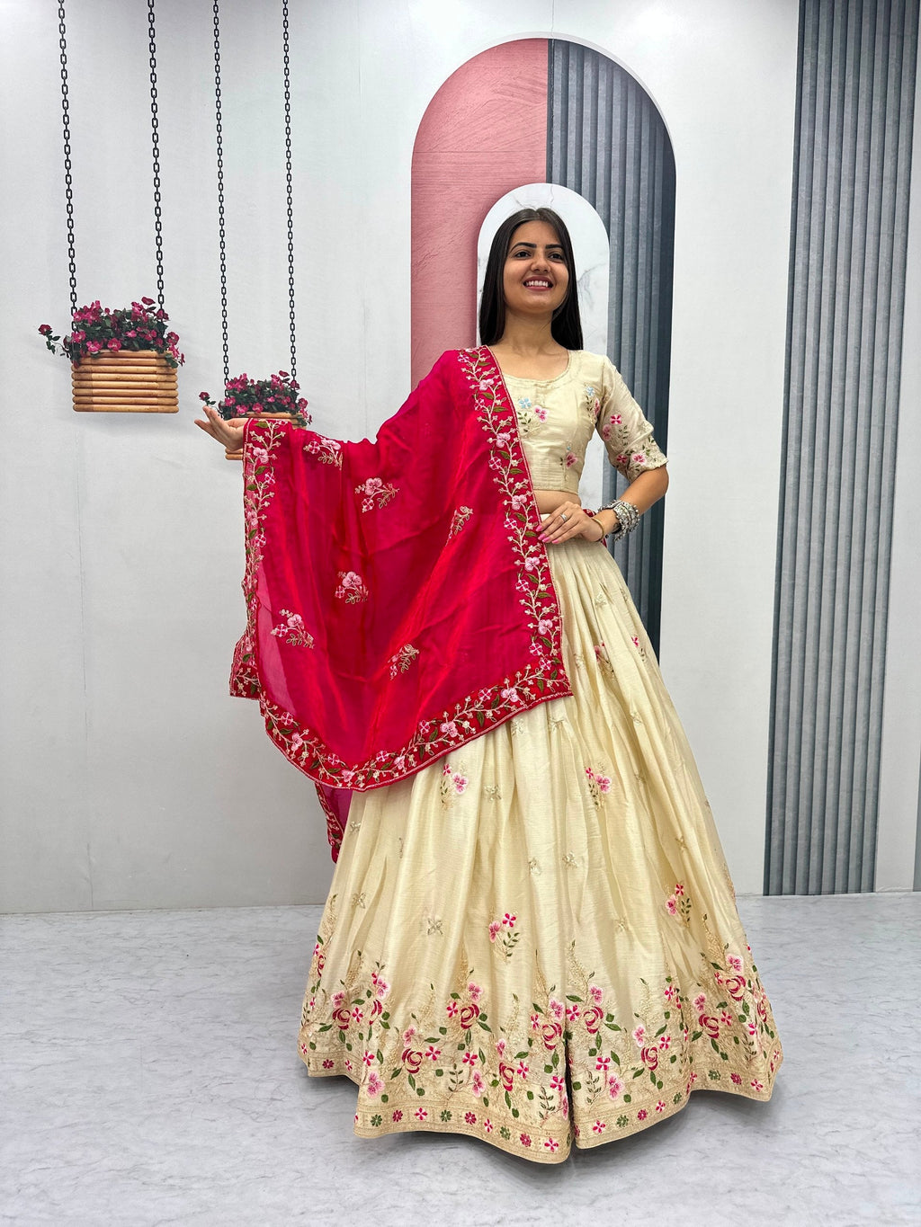Aaradhya Chinon Heavy Embroidery Lehenga Choli