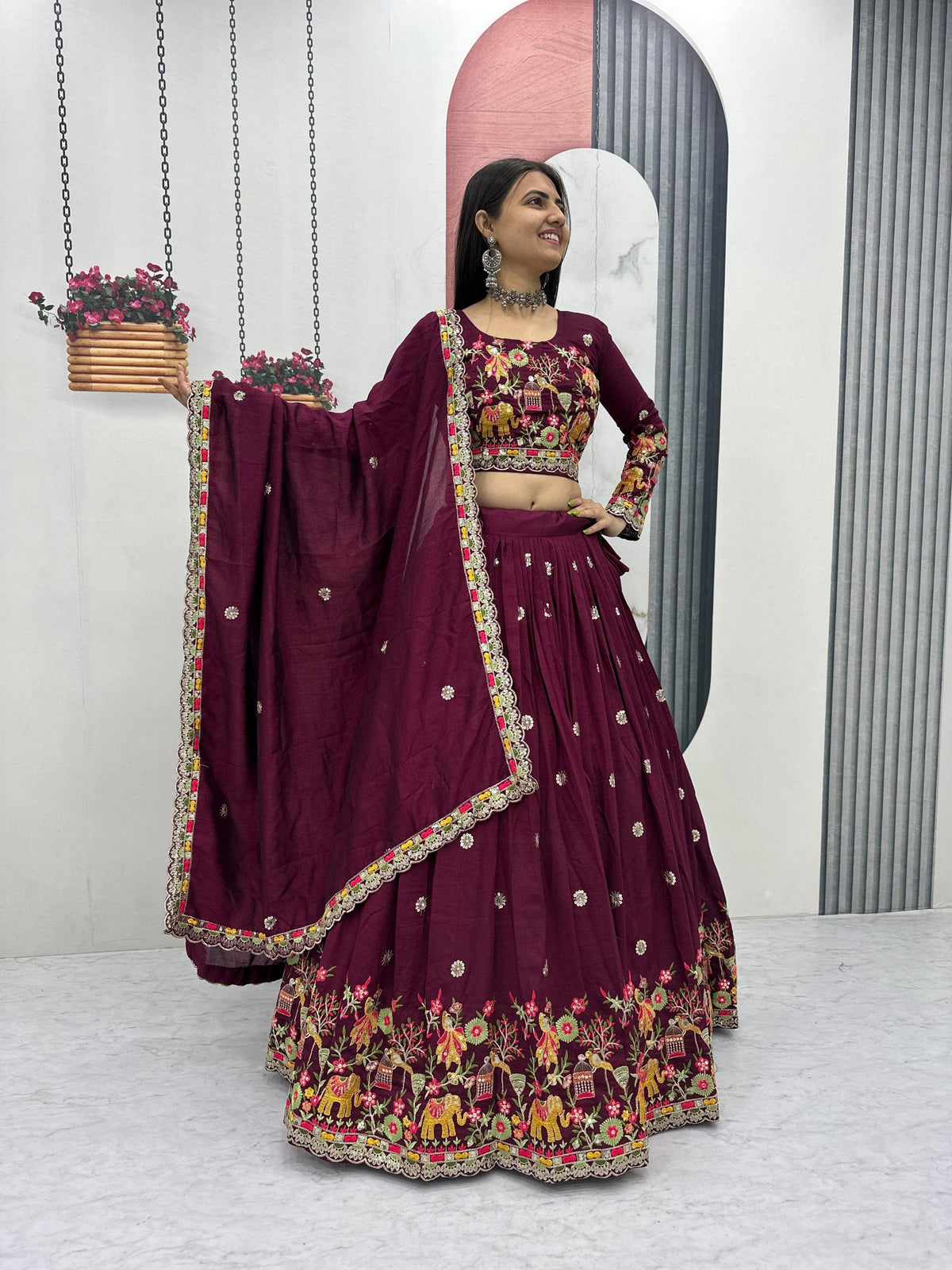 Sharanya Chinon Coding Thread Work Lehenga Choli
