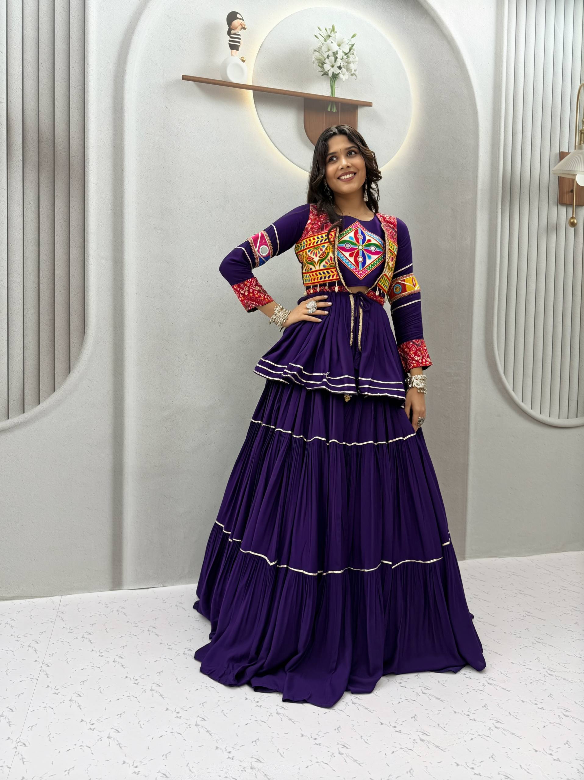 Anayra Pure Cotton Gamthi Mirror Lehenga Choli
