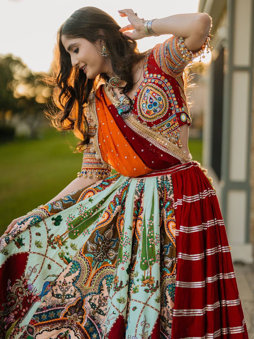 NAZISH MIRROR WORK LEHENGA CHOLI