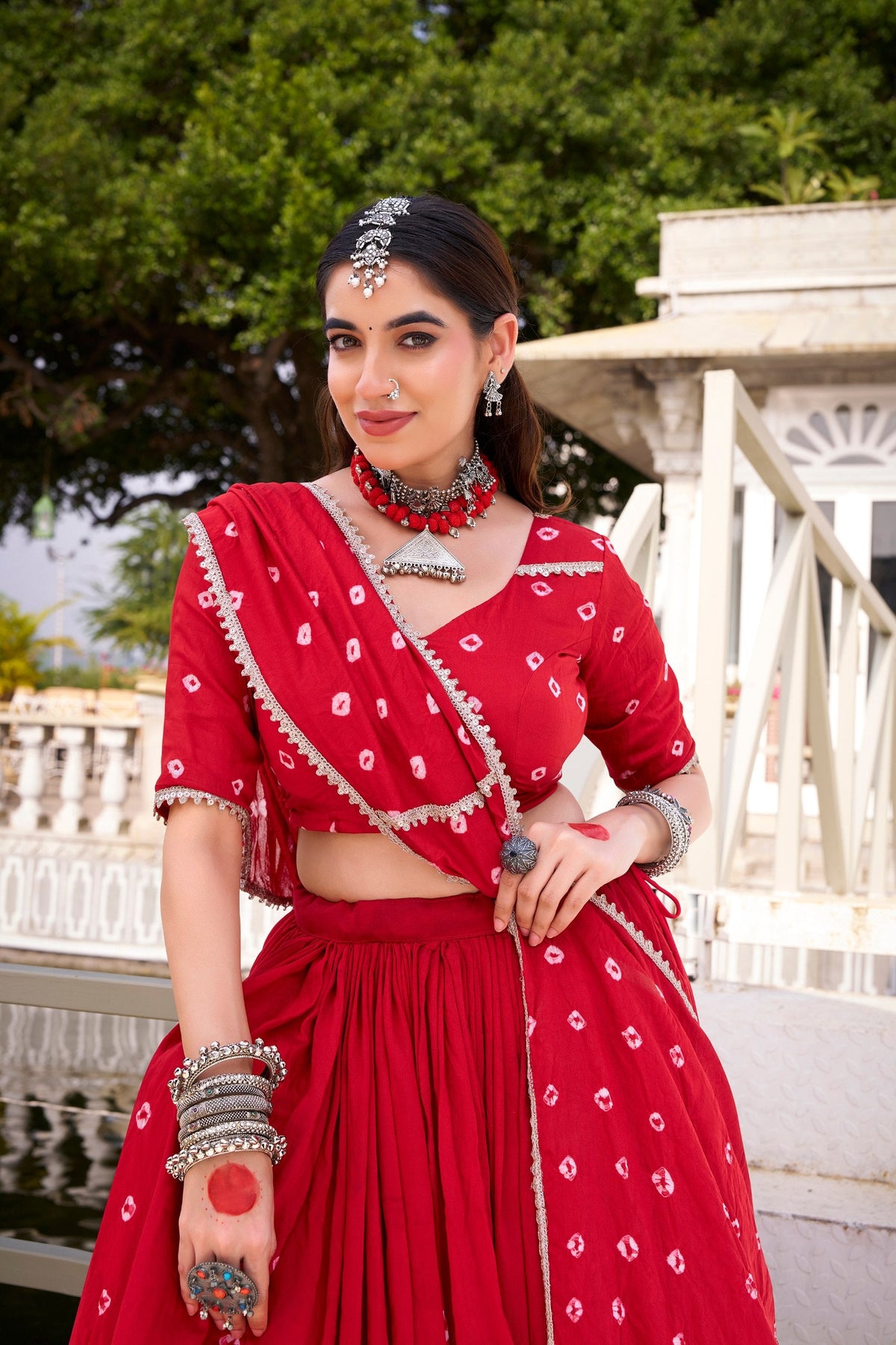 Diya Pure Chanderi Bandhej Lehenga Choli