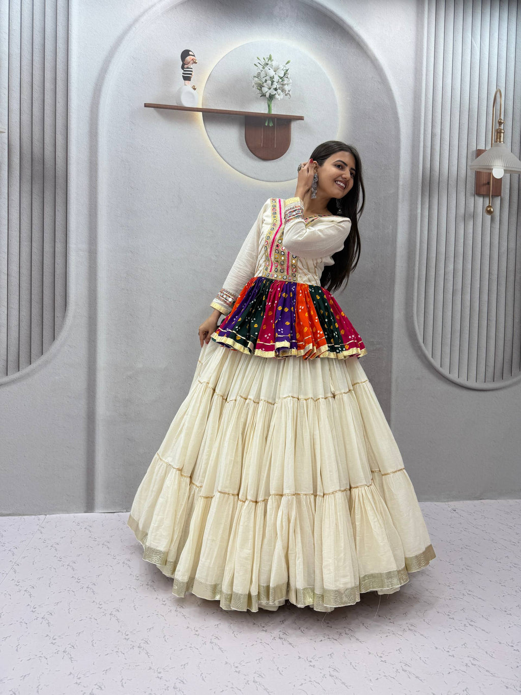 Vamika Pure Cotton Gamthi Mirror Lehenga Choli