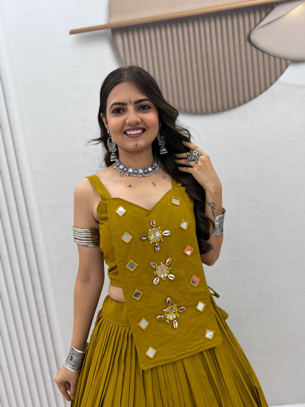 Sharvika Pure Cotton Kodi Mirror Lehenga Choli