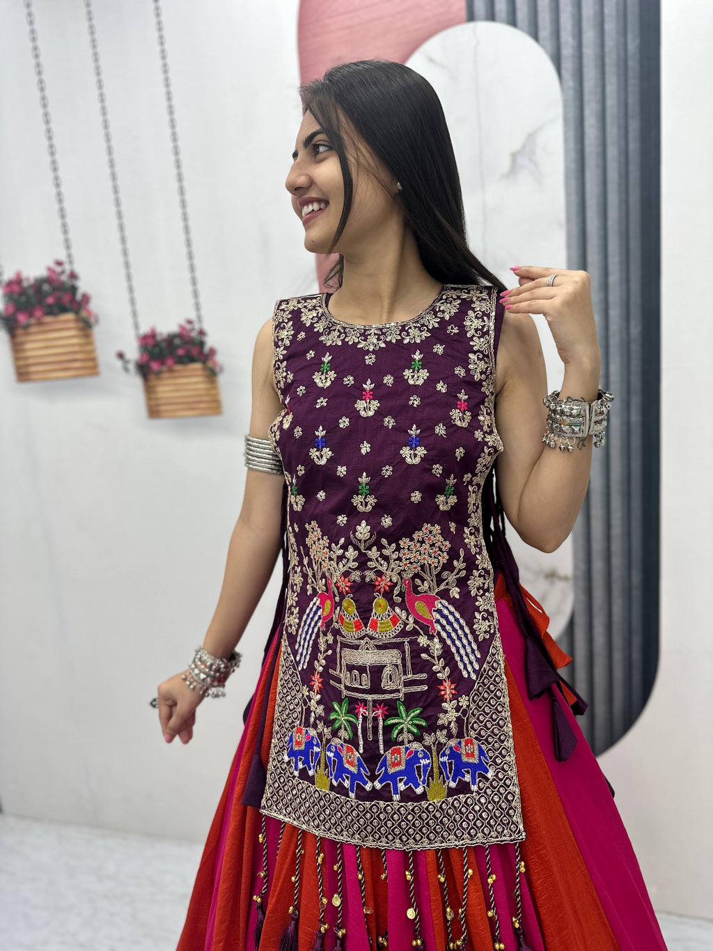 Sharvani Vichitra Silk Heavy Thread Shrug Lehenga Choli