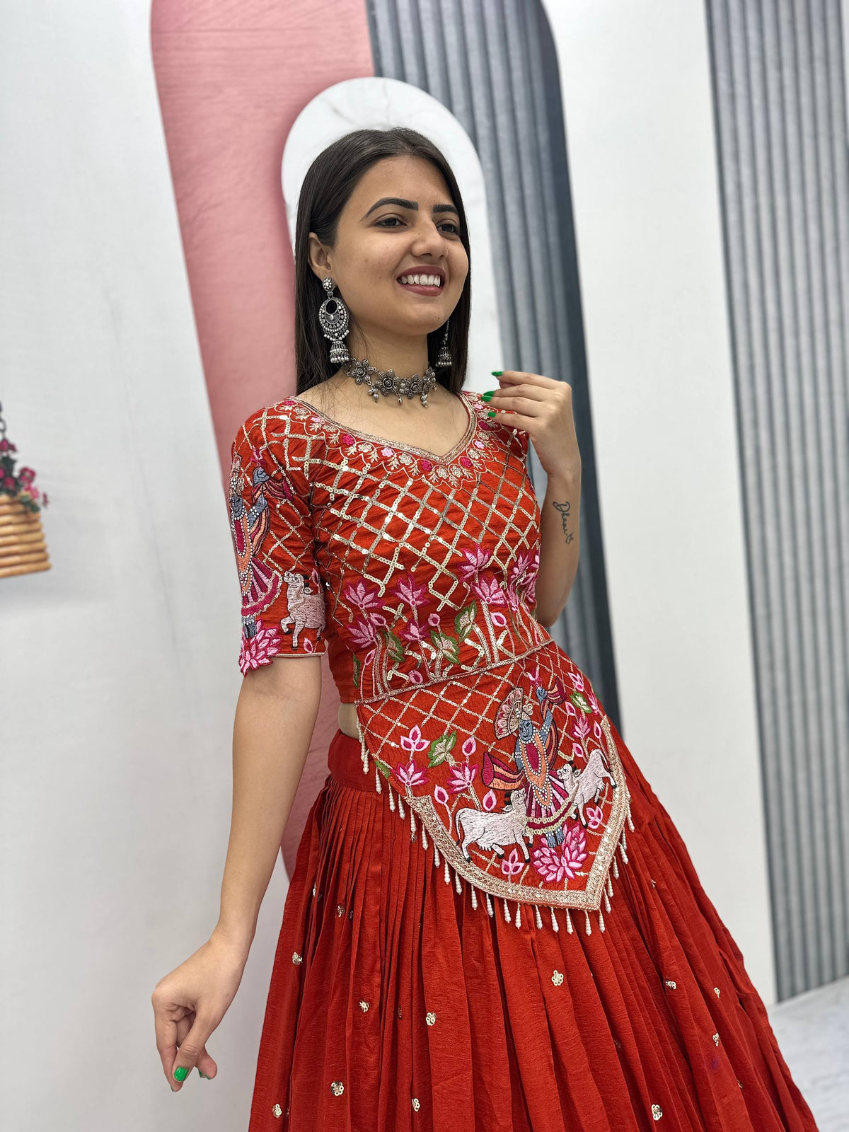 Aadhira Vichitra Silk Embroidery Sequin Lehenga Choli