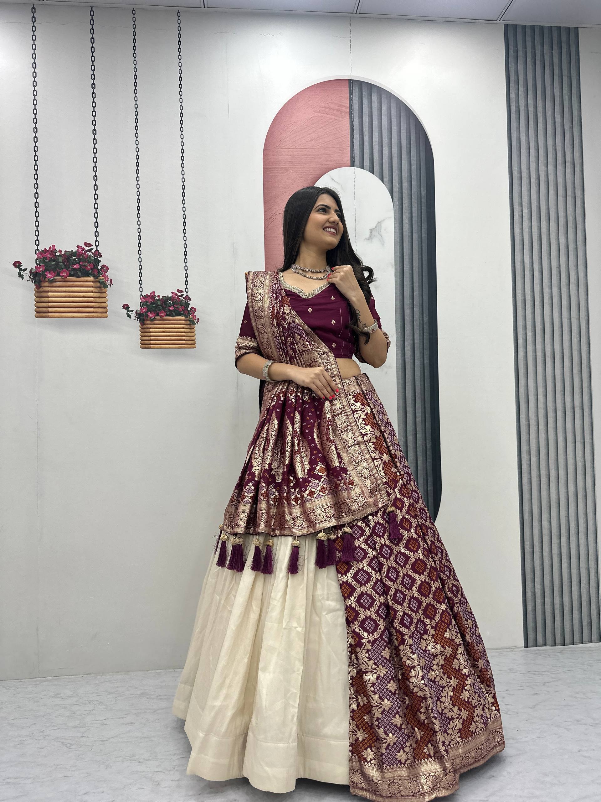 Anvisha Jacquard Saree Lehenga Choli