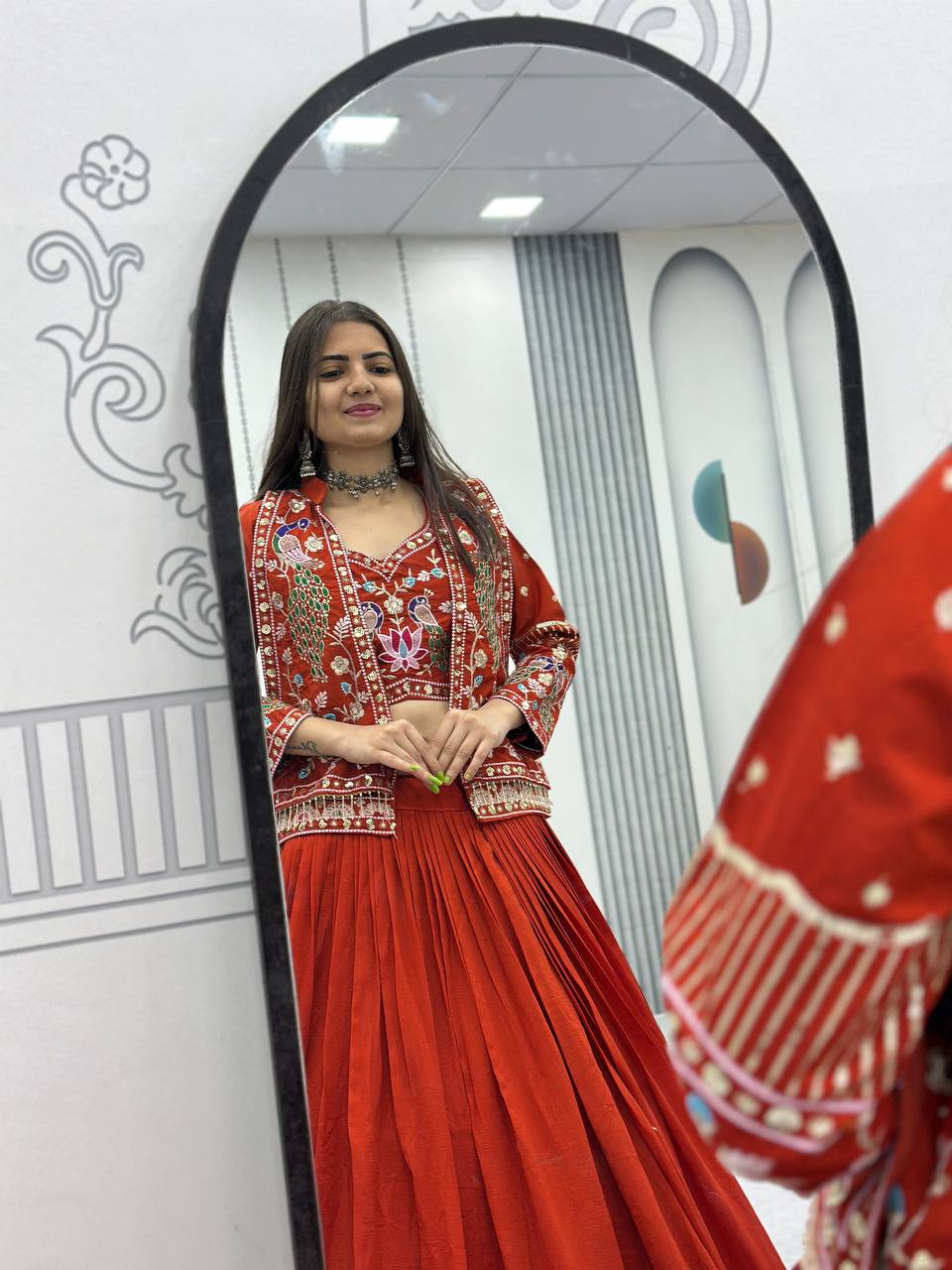 Aavya Vichitra Silk Heavy Thread Jacket Lehenga Choli