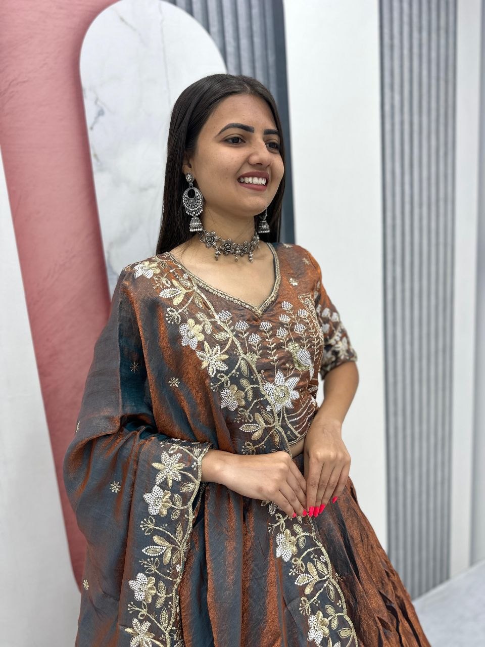 Zareen To Glass Silk Embroidery Lehenga Choli