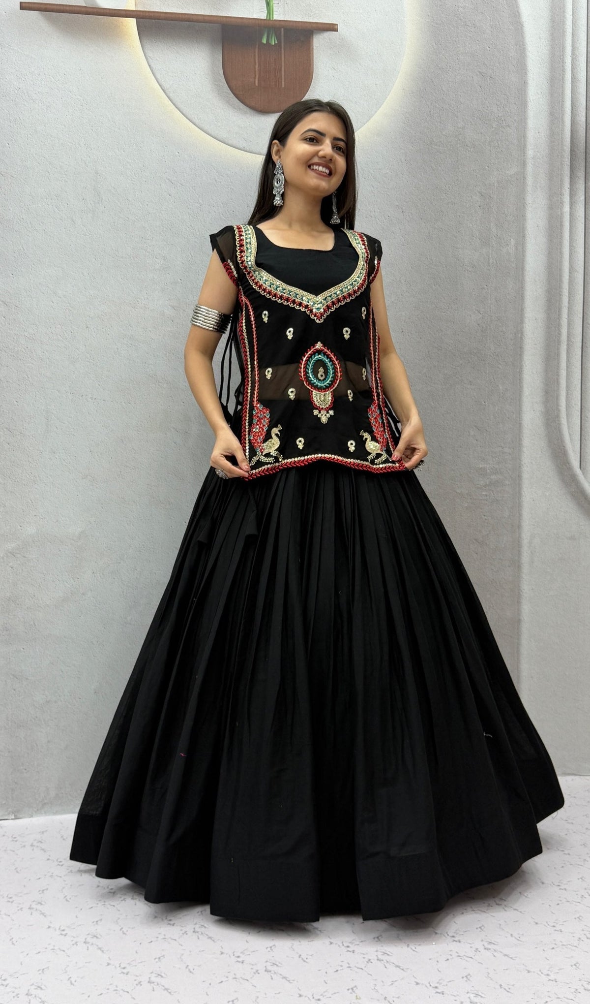 Eshwari Pure Khadi Cotton Embroidery Shrug Lehenga Choli