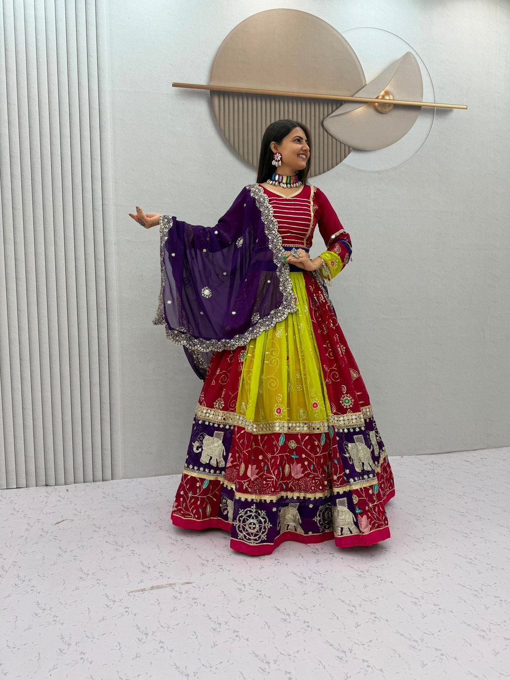 Ruhanika Fox Georgette Mirror Work Lehenga Choli