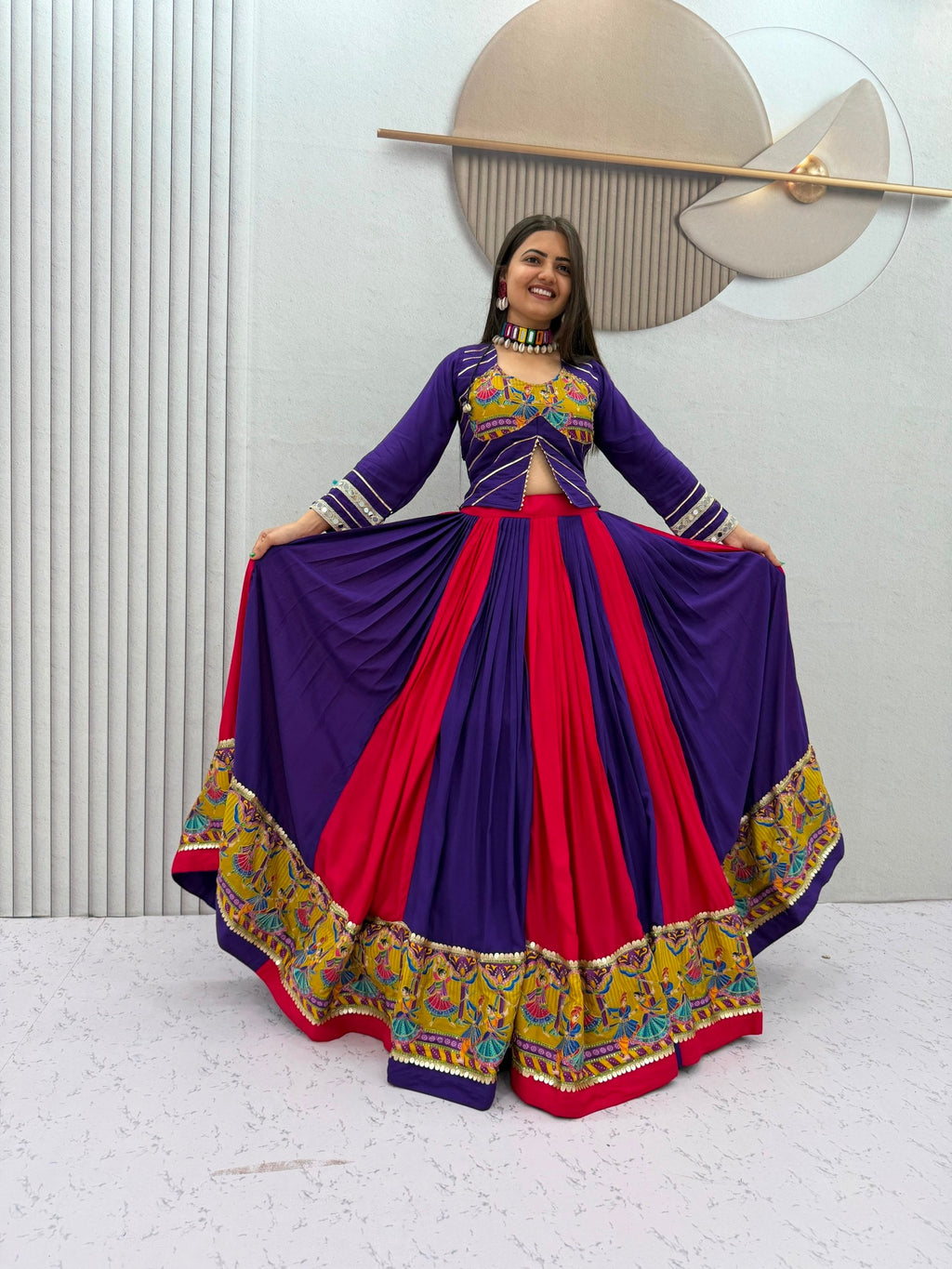 Samyukta Rion Cotton Mirror Work Lehenga Choli