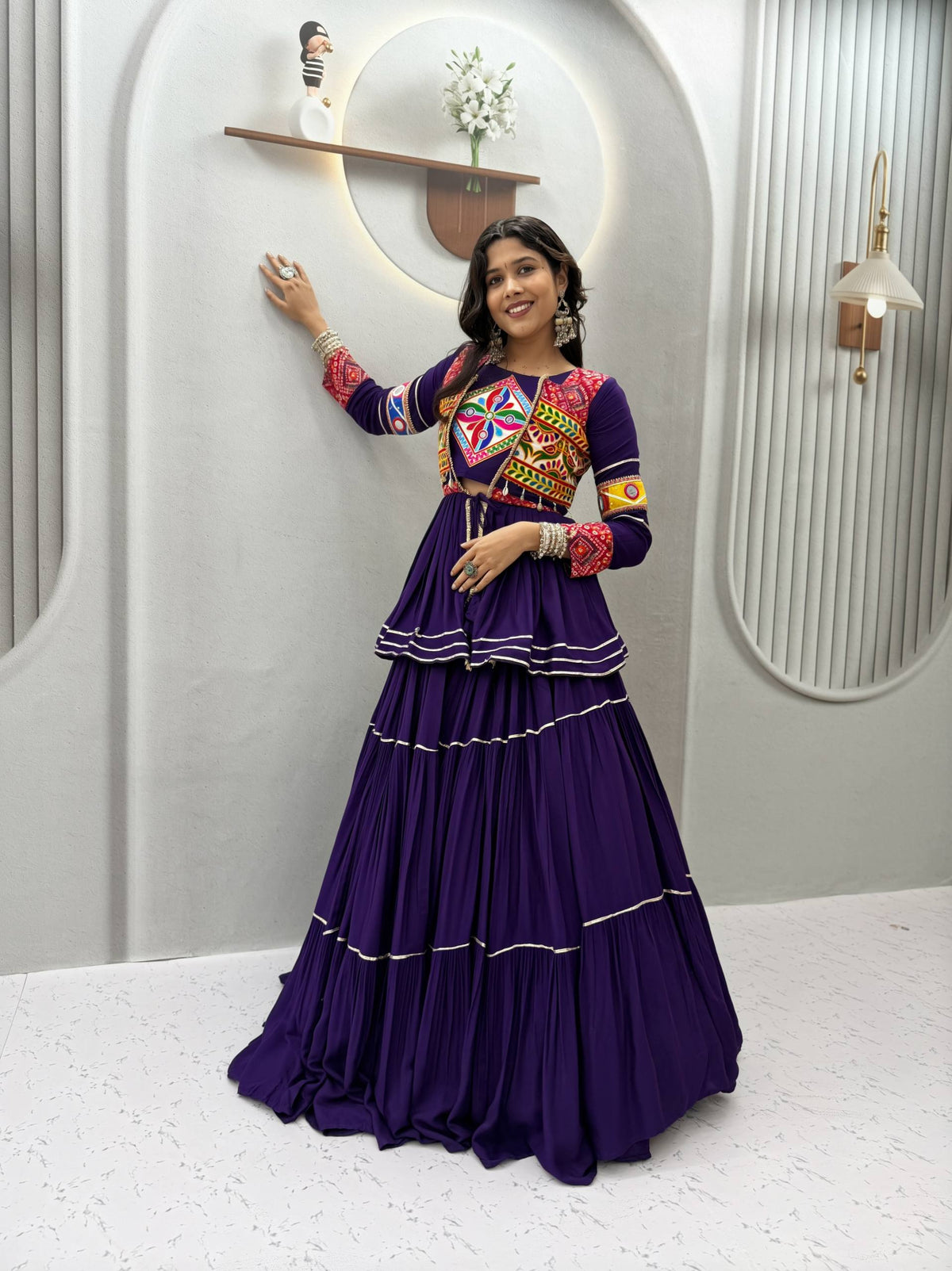 Anayra Pure Cotton Gamthi Mirror Lehenga Choli