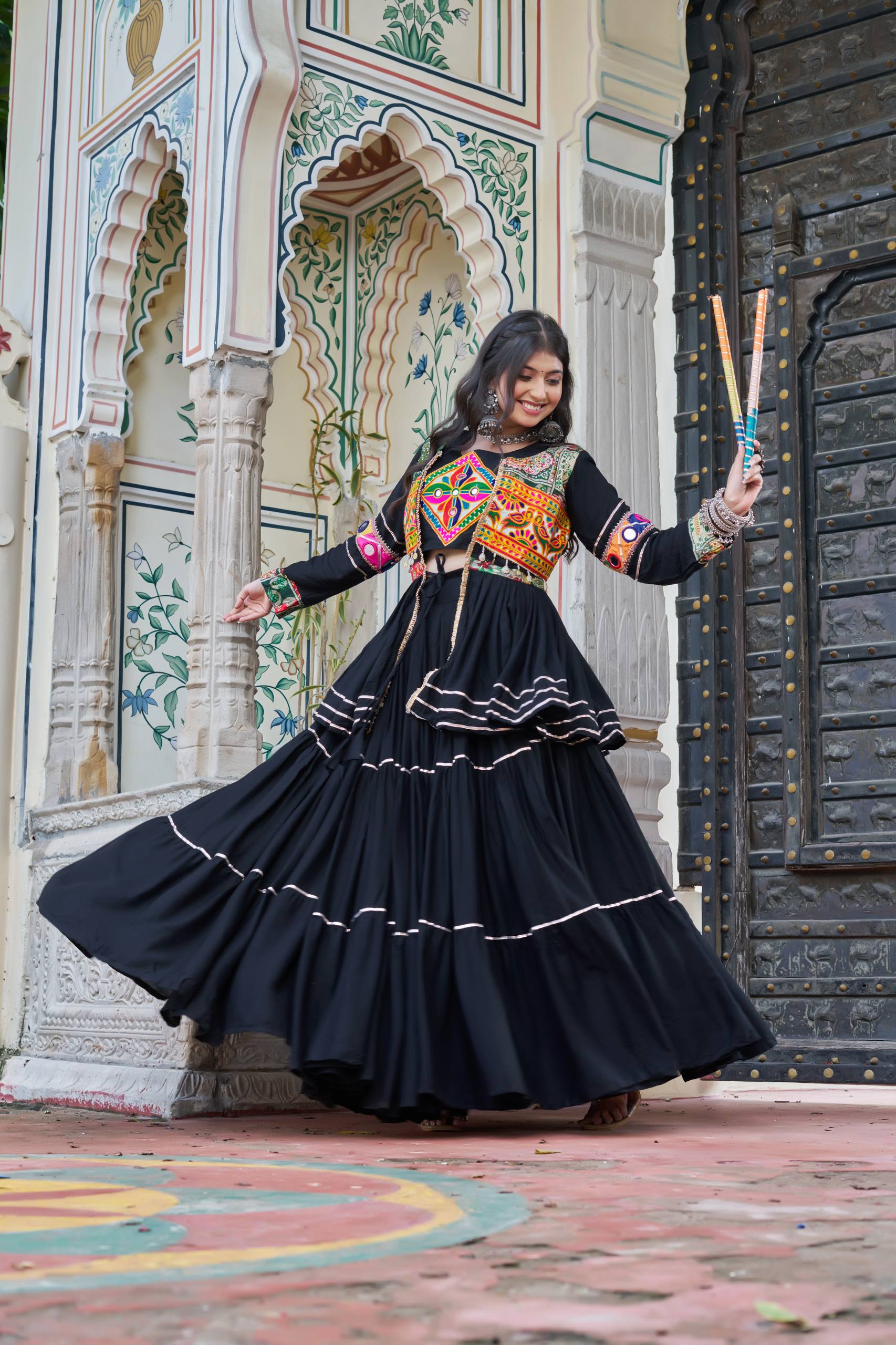 Mitali Pure Cotton Gamthi Work Lehenga Chol